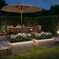 Sodo vazonas su LED 2 vnt. Sidabrinė 40 x 80 x 40 cm