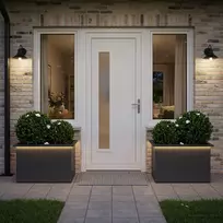 Sodo vazonas su LED 2 vnt. Juoda 40 x 60 x 40 cm Plienas