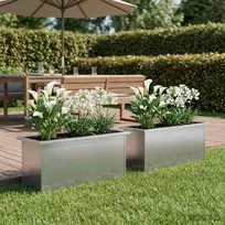 Sodo vazonas su LED 2 vnt. Sidabrinė 30 x 100 x 30 cm