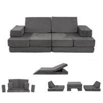 Vaikiška modulinė sofa, 167x85x14 cm, tamsiai pilka, putų žaidimų komplektas
