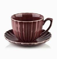 Puodelis su lėkštute AffekDesign Evie, bordo sp., 0.3 l