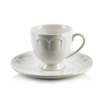 Puodelis su lėkštute AffekDesign Hella, balta sp., 0.050 l