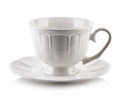 Puodelis su lėkštute AffekDesign Hella, balta sp., 0.25 l