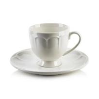 Puodelis su lėkštute AffekDesign Hella, balta sp., 0.050 l