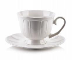 Puodelis su lėkštute AffekDesign Hella, balta sp., 0.25 l