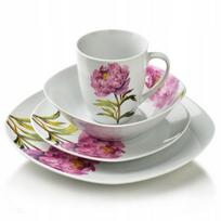 Pietų servizas AffekDesign Lea Peony, porcelianas, balta sp./rožinė sp., 16 vnt.
