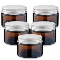 50 ml rudos spalvos stiklinis indelis su sidabrinės spalvos aliuminio dangteliu – 5 vnt. rinkinys, 50 ml rudos spalvos stiklinis indelis su sidabrinės spalvos aliuminio dangteliu – 5 vnt. rinkinys