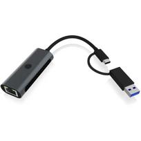 Icybox USB 2.0 adapteris 61030 IB-LAN301-C3, 2.5Gbit/s, 1x USB-C, 1x RJ45, aliuminis, Plug and Play