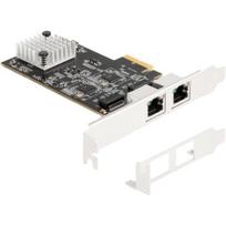 Delock Tinklo adapteris 81261, PCIe x2 3.0, 2x RJ45, 5Gbit/s, 2.5Gbit/s, 1Gbit/s, WOL, VLAN, 16k Jumbo kadrai