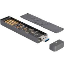 DeLOCK External Enclosure M.2 NVMe PCle SSD, SATA SSD, Drive Enclosure (grey, with USB Type A connector)