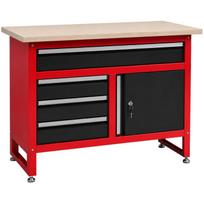 Awtools darbastalis AW30903, 1200x600x850 mm, 350kg, 4 stalčiai, 1 spintelė, 1.0mm/0.6mm, 20kg lentyna, 20kg stalčius, užrakinamas