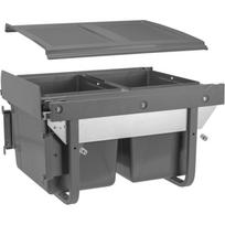 Gtv šiukšlių dėžė PB-45-MF2X15-60A, 2x15l, 450mm, antracito, plastikas, pilnas ištraukimas, priekinio tvirtinimo
