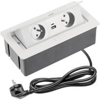 Gtv Baldų lizdas AE-PBSUC2GU-10N, 2x su įžeminimu, USB A+C, 3600W, IP20, 5V DC, baltas, aliuminis