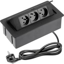 Gtv Baldų lizdas AE-PBSC3GU-20NN, 3x lizdai, su įžeminimu, maitinimo kabelis su kištuku, 1.5m, 220-240V, 50-64Hz, 3600W, IP20