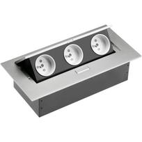 Gtv Baldų lizdas AE-PB03GU-53N, 3 lizdai, 1.5m kabelis, aliuminis, IP20, 3600W, I klasė