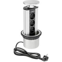 Gtv Ištraukiamas stalo lizdas AE-BPW3GU-80, 100mm, IP20, 3600W, 5V DC, 3 lizdai, aliuminis, plastikas, chromo dangtelis
