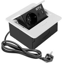 Gtv baldų lizdas AE-PB1SAVA-10N, 1xSHUKO, USB A+C, kabelis 1,5 m, baltas, aliuminis, plastikas, IP20, 5 V DC, 3500 W, I klasė