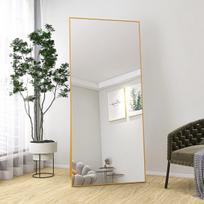 Veidrodis, 180 x 80 cm, auksinis, su reguliuojamu stovu, su aliuminio rėmu, grūdintas stiklas