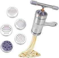 Nerūdijančio plieno rankinė makaronų gaminimo mašina, 5 galvutės, rankinis švaistiklis, naudojimui namuose