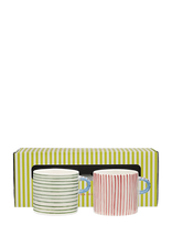 Anna + Nina - Stripe Affair Tea Mug Set Of 2 - Arbatos puodelis - Marga / raštuota