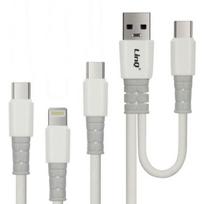 USB kabelis - LinQ - USB-A / USB-C į USB-C - Lightning - Micro-USB - 1,2 metro