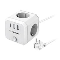 Wozinsky WKZ-3B maitinimo skirstytuvas 4× AC + 2× USB-A + USB-C, 4000 W, 1,8 m, baltas