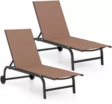Gultų komplektas su ratukais ir 6 padėčių reguliuojama atrama, rudas, 190–164 × 69 × 36–101 cm, 2 vnt.