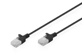 DIGITUS Slim Cat6 U/UTP tinklo kabelis RJ45, 0,3 m, juodas, LSZH