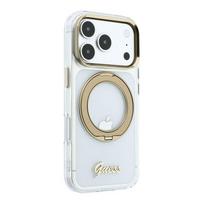 Nugarėlės dėklai Guess Apple iPhone 18 Pro HC MagSafe IML Ring Stand 360 Script Metal Logo Transparent