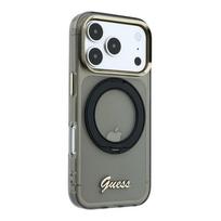Nugarėlės dėklai Guess Apple iPhone 18 Pro HC MagSafe IML Ring Stand 360 Script Metal Logo Black