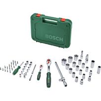 Bosch Powertools 1/2" + 1/4" ratchet set with socket wrenches, 56 pieces (green, torque up to 768 Nm, in case)