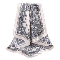 90*90cm Spausdintas Kašmyro Itin Didelis Kvadratinis Šalikas Galvos juostos Moterims Plaukų juosta Turbanas Bandana Galvos apdangalas Mada Plaukų aksesuarai white