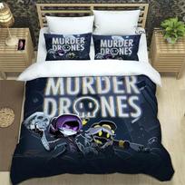 Murder Drones Cartoon Bedding Set Luxury Duvet Cover Comforter Set Exquisite Bed Supplies Birthday Gift EU Single 135x200cm white
