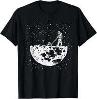 Funny Astronaut Tee Moon Mowing Gardening Spaceman Galaxy Gift Unisex T-Shirt XXL black