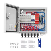 VEVOR PV Combiner Box, 6 String, Solar Combiner Box with 10A Rated Current Fuse 63A Circuit Breaker Lightning Arrester and Solar Connector 28 x 25 x 10 cm
