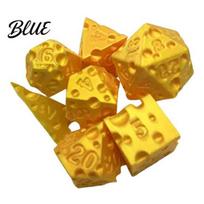 Gaming Supplies 7Pcs 3D Printed Cheese Dice Set D4/6/8/10/12/20 Multi-side Dice Board Game Polyhedral for Family Night Party Set M