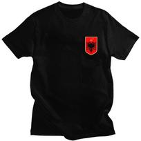 Albanijos Erelio Emblemą Turintis Marškinėliai Vyrams T-shirt Atsitiktiniai Marškinėliai Albanų Patriotizmo Marškinėliai Siauro Kirpimo XXL black
