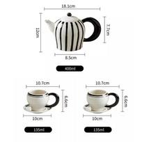 Black and White Striped Mugs Porcelain Cup&saucer Teapot Set Coffee Mug Dining Table Afternoon Tea Teacup Fruits Juice Cup 135-400ml black