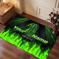 Monster Energy Personalized Crystal Velvet Carpet, Customized Name Text Soft Anti‑Slip Rug for Living Room Bedroom 40cmx60cm green