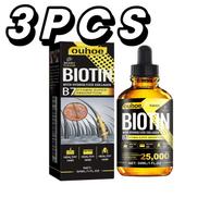 Biotin Hair Oil Collagen Scalp Serum Strengthening Treatment Natural Rosemary Ginseng Extract Thicker Volume Care For All Types 3PCS