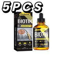 Biotin Hair Oil Collagen Scalp Serum Strengthening Treatment Natural Rosemary Ginseng Extract Thicker Volume Care For All Types 5PCS