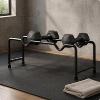 Barbell and Dumbbell Rack Easy to Organize Storage Sturdy Home Fitness Equipment for Rubber Pad gray