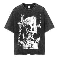 Hot Vintage Washed Anime Death Note Misa Amane T Shirts Men Women Clothing Cotton Casual T-shirt Fashion Short Sleeve T-shirts M black