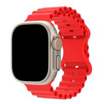 Sport Ocean Strap For Apple Watch Ultra 3 2 1 Band 49mm 42mm 44mm 45mm Silicone Bracelet Wristband iWatch Series SE 9 8 7 6 5 4 42mm 44mm 45mm 49mm raudona