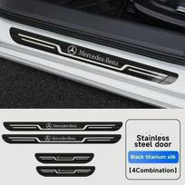 Automobilio nerūdijančio plieno durų slenksčio apsauginė plokštelė Mercedes Benz AMG CLA GLC GLK GLA A B C E klasės W203 W206 W220 W205 W211 W212 W201 balta