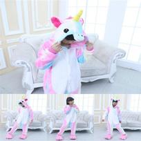 Rainbow Unicorn Kigurumi pižama vaikams Unisex Animal Flanel Cosplay mieguokliai su batais berniukui 8T white