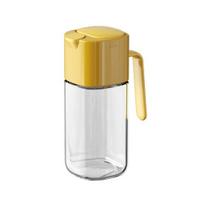 Automatinis aliejaus dozatorius butelis 500 ml Atidarymas vienu prisilietimu Laisvų rankų stiklinis aliejaus butelis su nelašėjančiu snapeliu Sandarus padažų indelis alyvuogių aliejui actui geltona