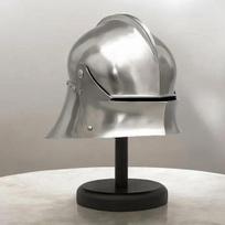 Medieval Steel Helmet Handmade Knight Armor Helmet with Stand Collectible Metal Helmet for Display Cosplay Gift gray
