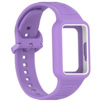 Silicone Case+Strap Replacement Watchband for Samsung Galaxy Fit3/Huawei Band 9/8 violetinė
