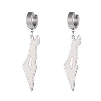 Exquisite Country Map Dangle Piercing Earrings Stainless Stee Arabic Calligraphy Geography Earring Amulet Jewelry Gifts gray
